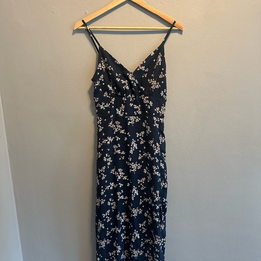 Abercrombie & Fitch Navy Floral Pant Jumpsuit - Size Small